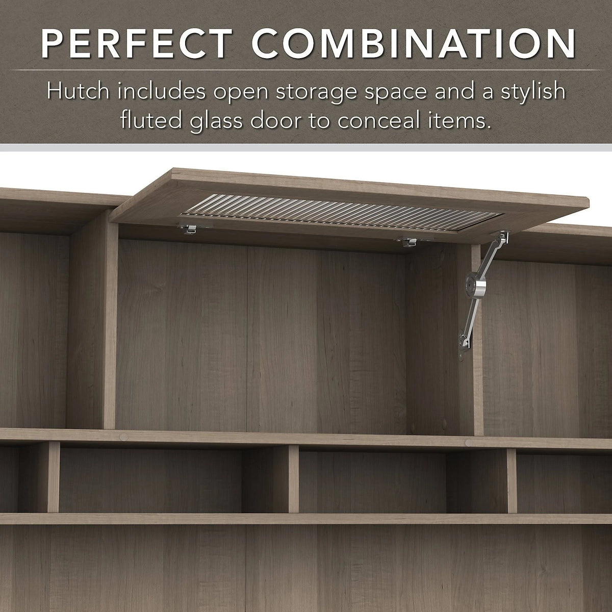 L-shaped Desk with 5-Shelf Bookcase and Hutch F841