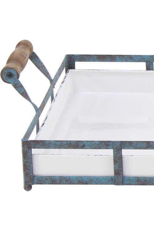 Set of 2 Blue Metal Farmhouse Tray T862