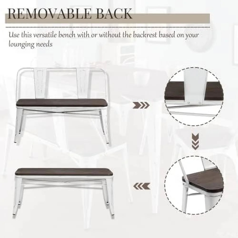 Dining Bench with Back Wood Seat Q2791