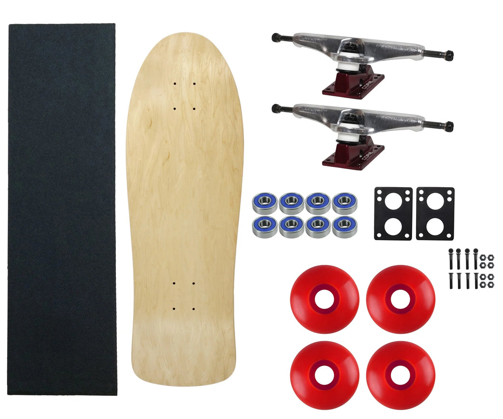 Natural 30" Skateboard Complete with Silver/Red Trucks, 58mm Red Wheels S237874