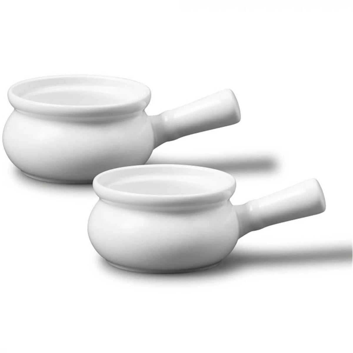 Set of 2 White Porcelain Onion Soup Bowls, 300ml, Oven Safe L242