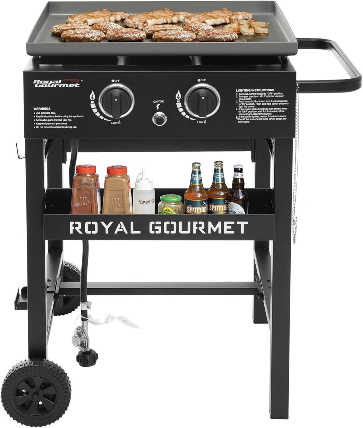 Black 2-Burner Propane Gas Griddle with 450 Sq. In. Cooking Area G9578