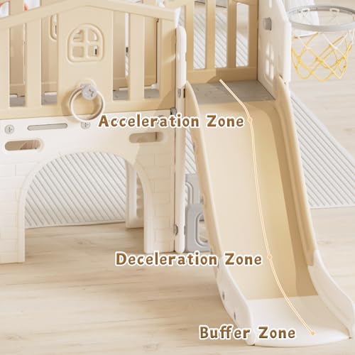 Gray 8 in 1 Toddler Slide Set with Basketball Hoop W550245