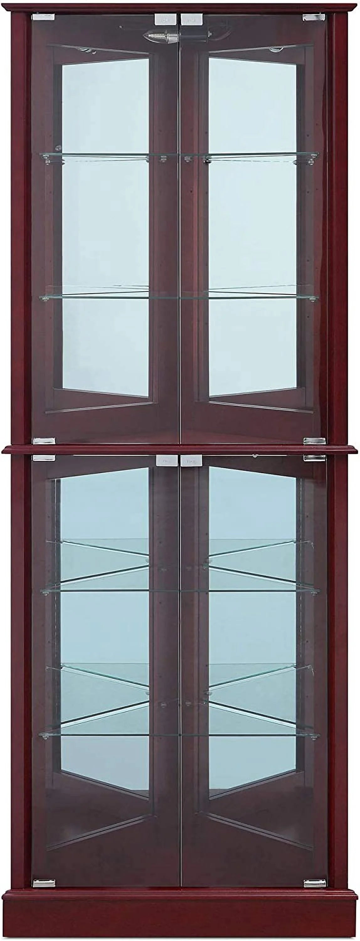 Lighted Corner Curio Cabinet with Tempered Glass Door, 6 Shelves T809230