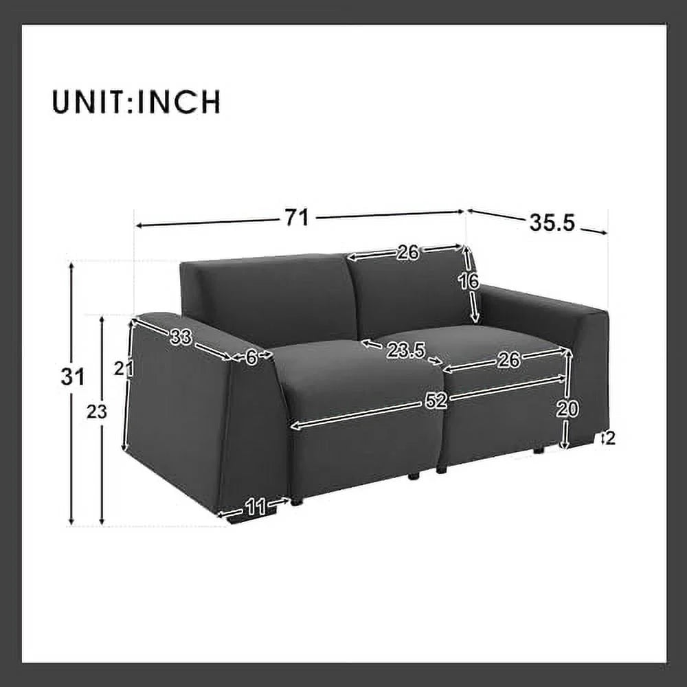 59" Chenille Loveseat Sofa with Metal Legs Y177