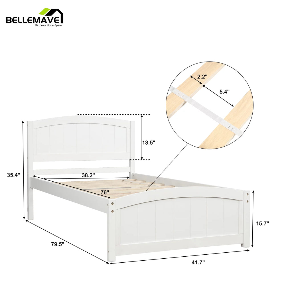 Twin White Wood Kids Platform Bed D798114