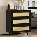 Black 3 Drawer Rattan Dresser I82816