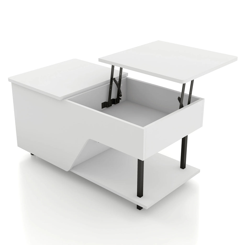White Lift Top Storage Coffee Table with LED Light T7394