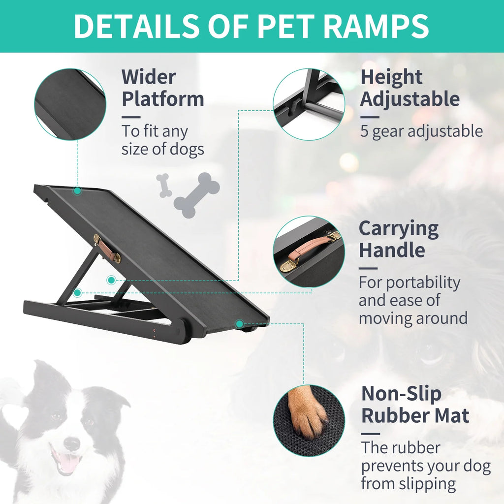 Adjustable Folding Pet Ramp with Rubber Mat L760640