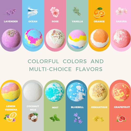 12 Pc Handmade Bath Bombs with Sea Salt Cocoa & Shea Butter J7021