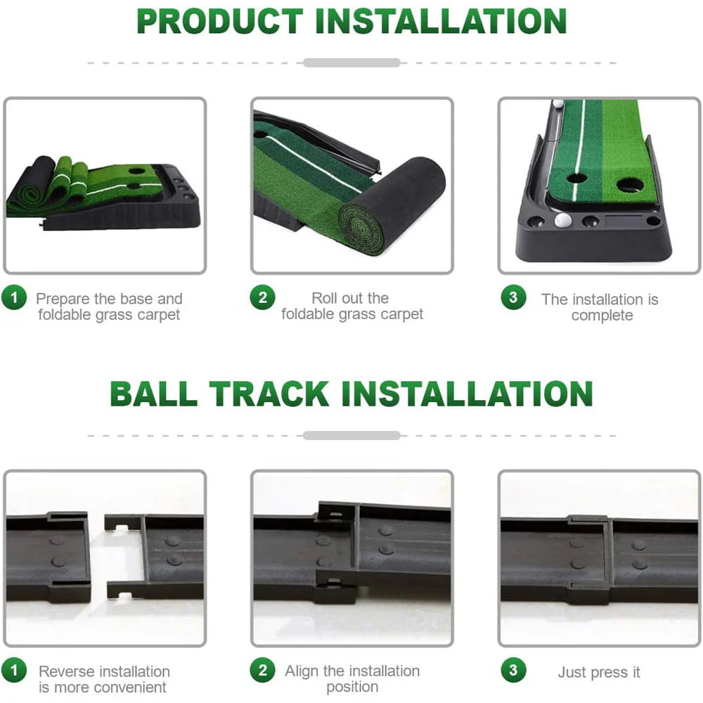 Indoor Golf Putting Green Training Mat with Auto Ball Return Y192437