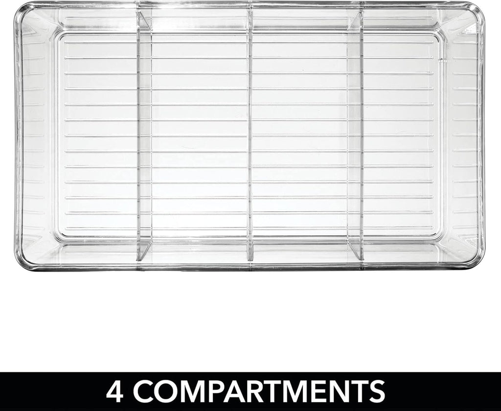 Clear Plastic 4 Divided Sections Storage Bin Box 2 Pack V917836