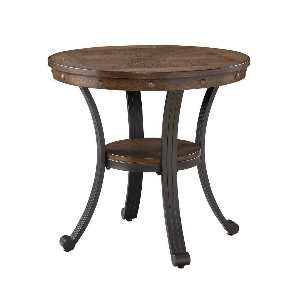 Round Indoor End Table with Shelf M42073