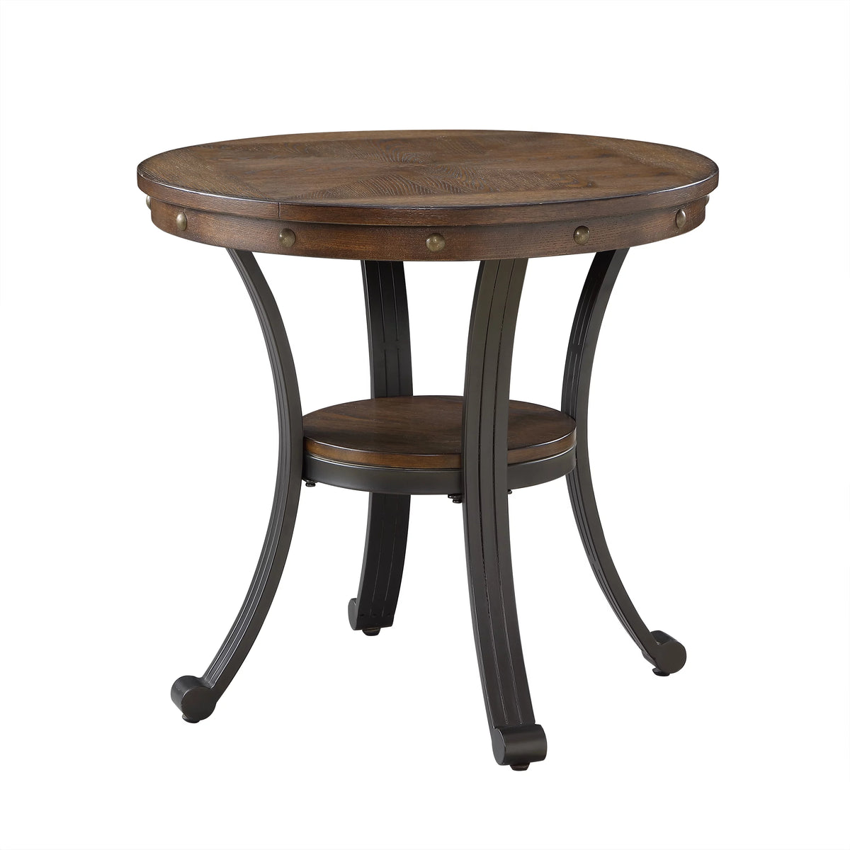 Round Indoor End Table with Shelf M42073