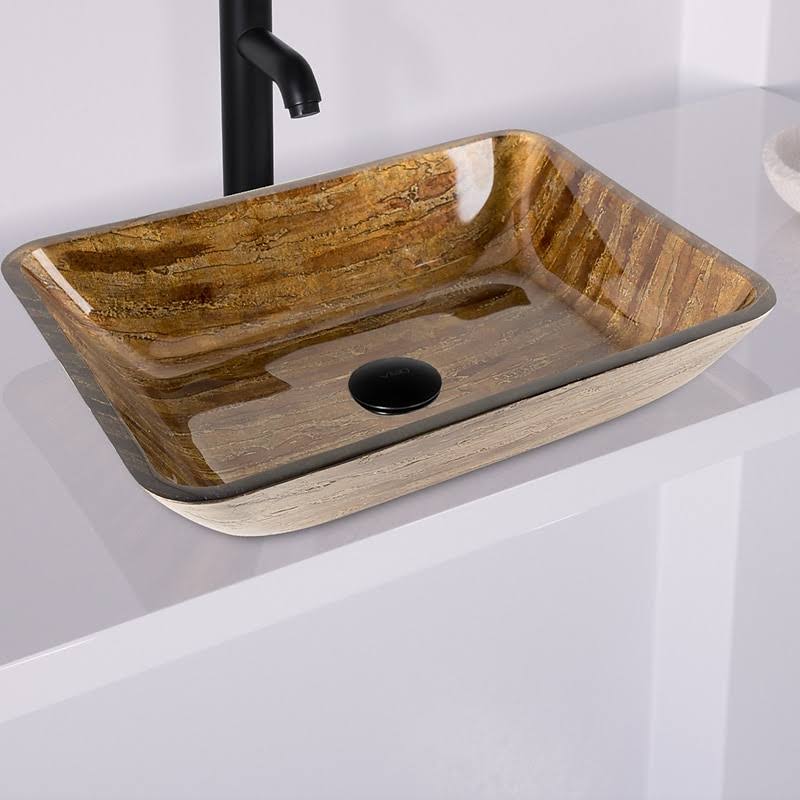 Amber Sunset Glass Rectangular Vessel Bathroom Sink K74886