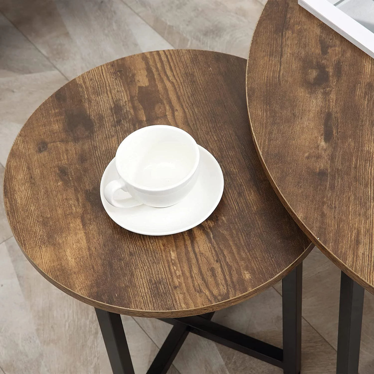 Set of 2 Round Coffee Table with Metal Frame X922015