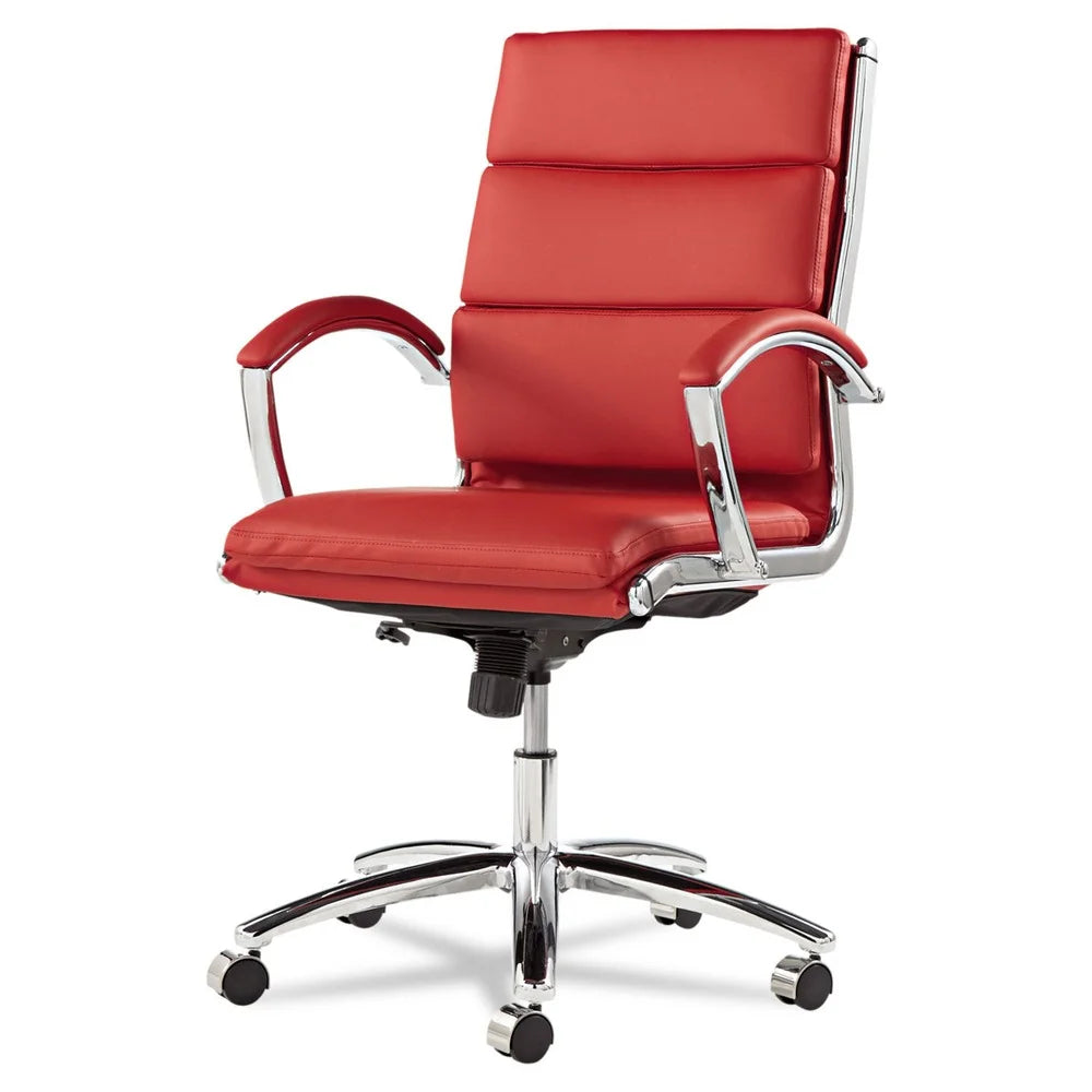 Red Faux Leather Mid-Back Chair W711