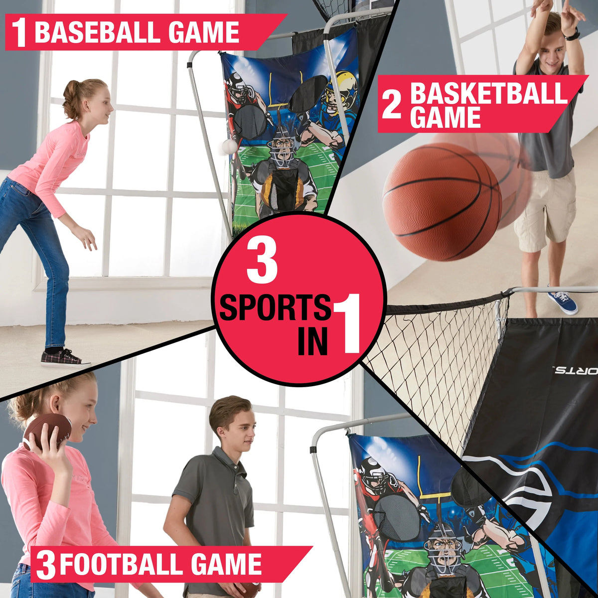 3 in 1 Basketball Football Baseball Game with LED Scoring System N56966