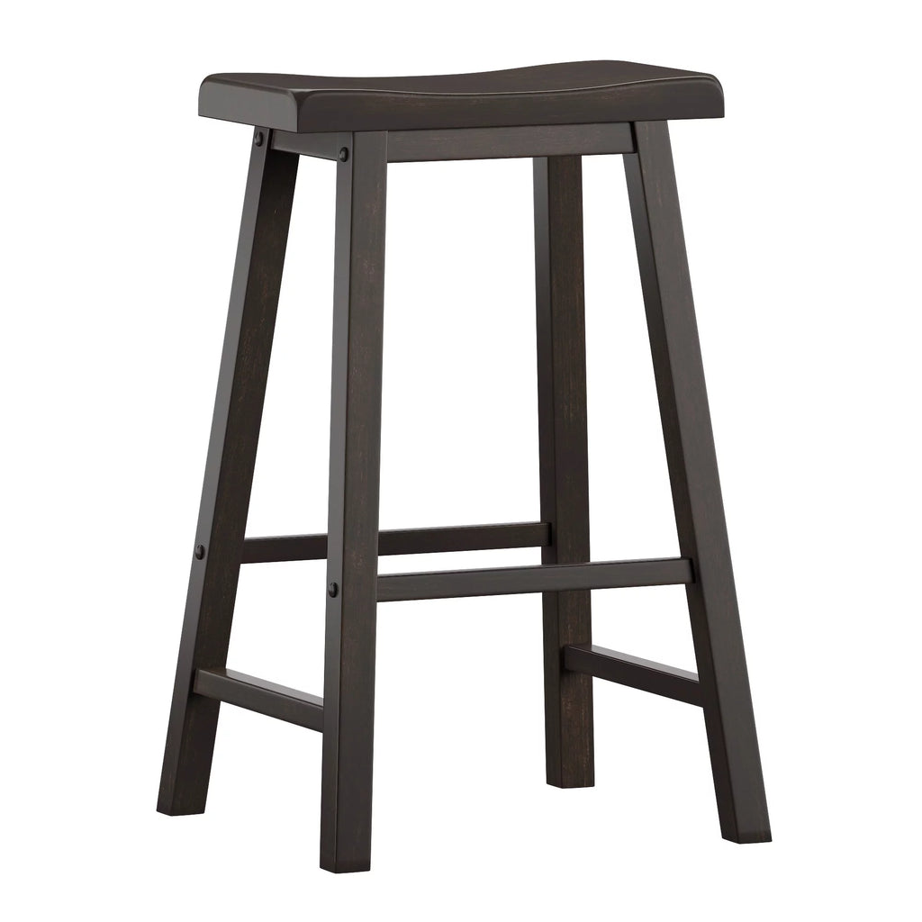 Antique Black 29-inch Backless Saddle Seat Bar Stools, Set of 2 T3719
