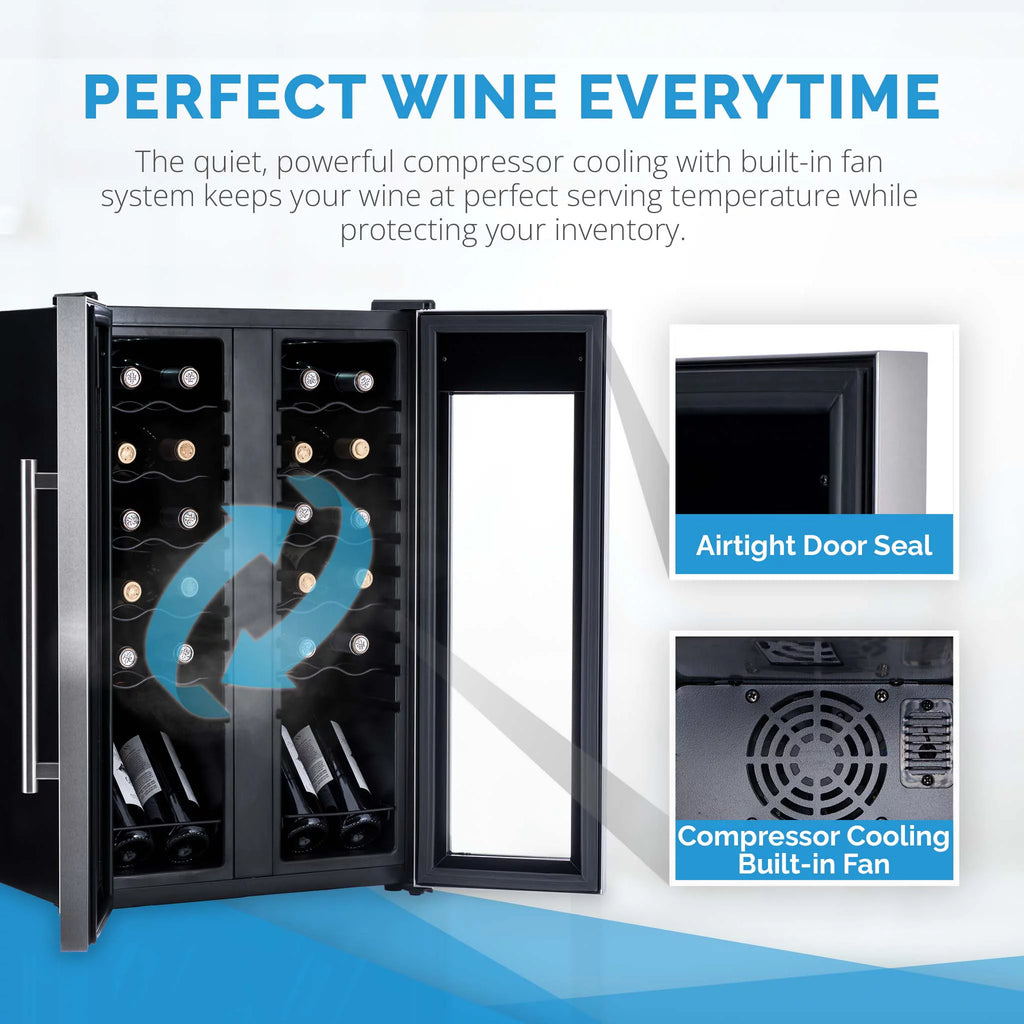 24 Bottle Dual Temperature Zone Wine Cooler Refrigerator Q813