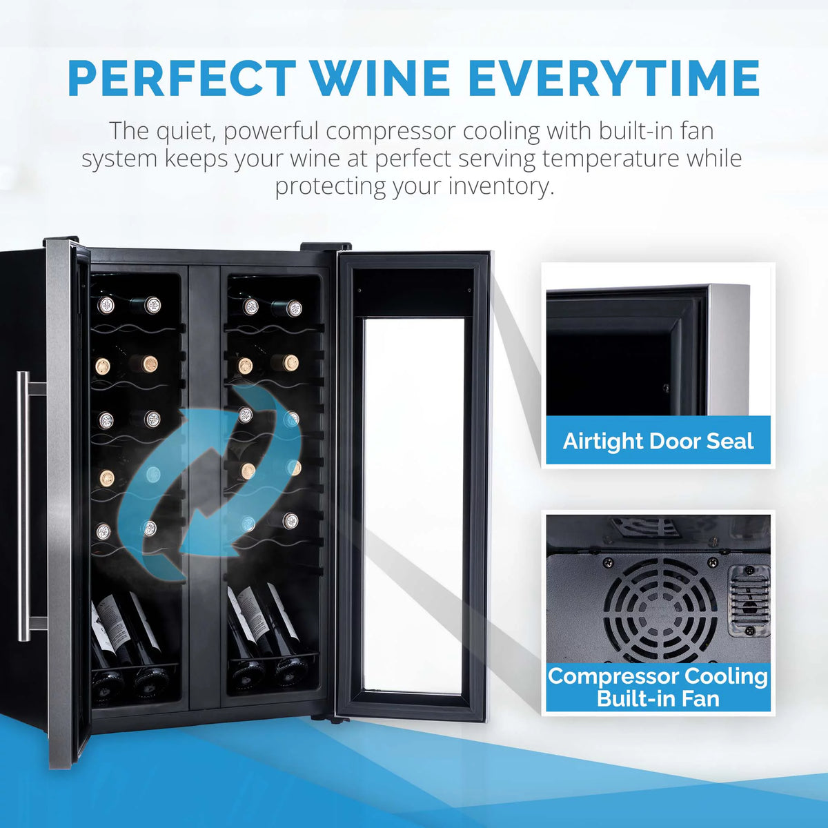 24 Bottle Dual Temperature Zone Wine Cooler Refrigerator Q813
