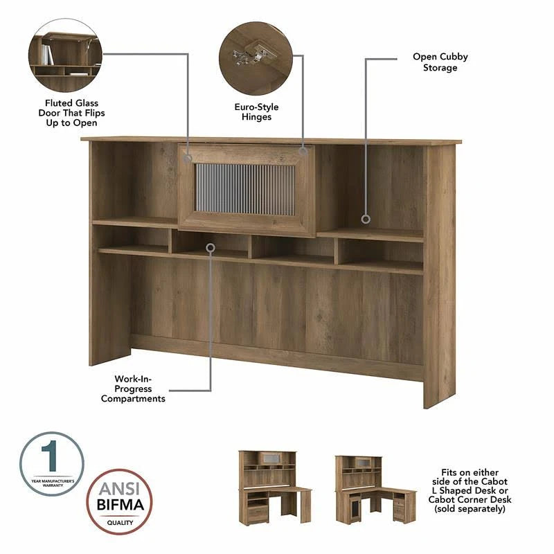L-shaped Desk with 5-Shelf Bookcase and Hutch F841
