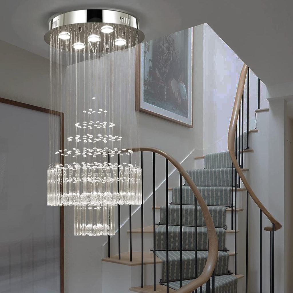 Crystal Raindrop 5-Lights Flush Mount Chandelier O74815