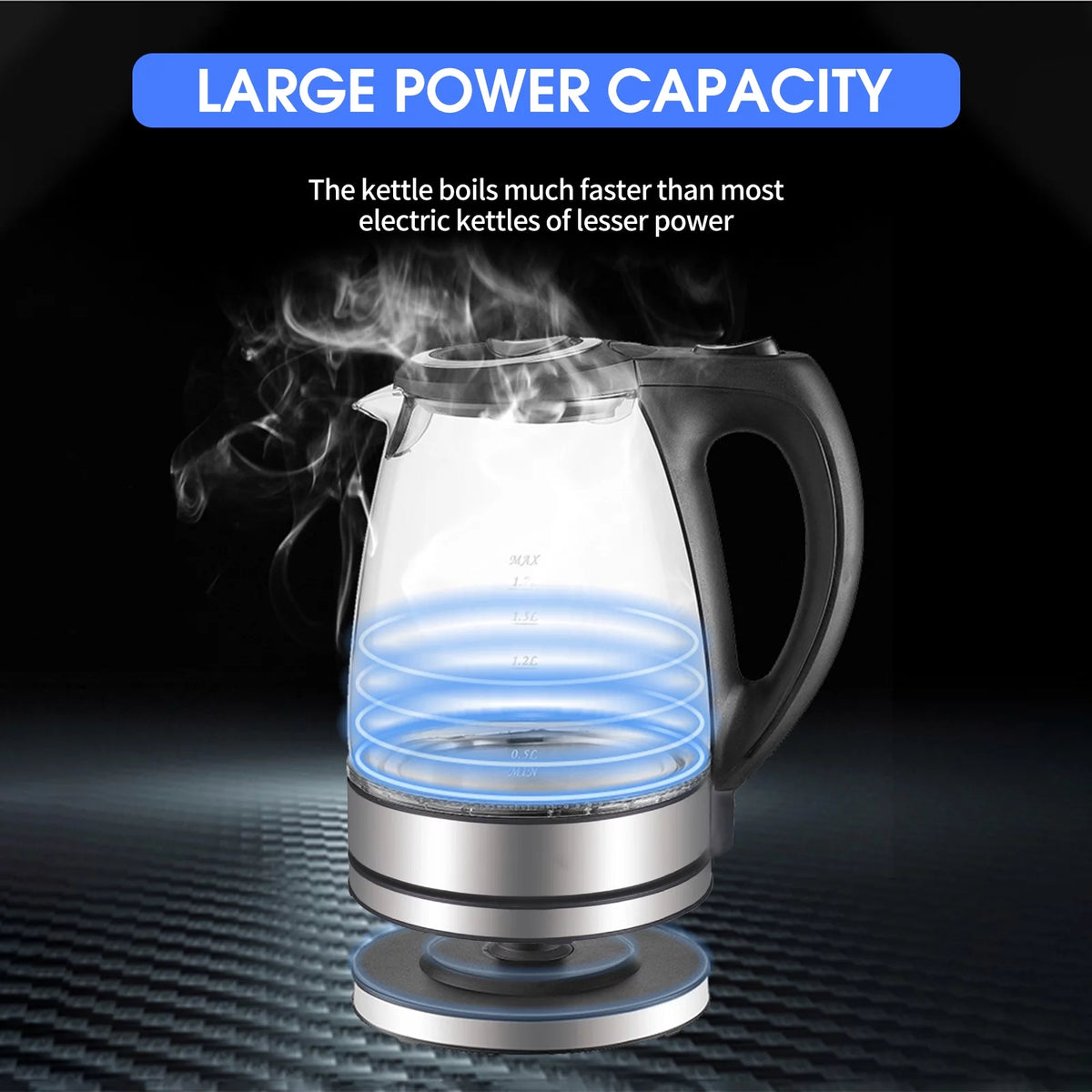 1.7L 1500W Glass Electric Kettle with Auto Shut-Off R59722