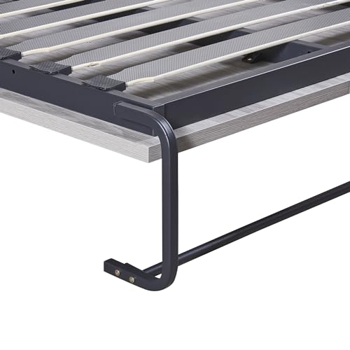 Full Size Murphy Bed with Storage Shelves and Drawers, Gray U639787