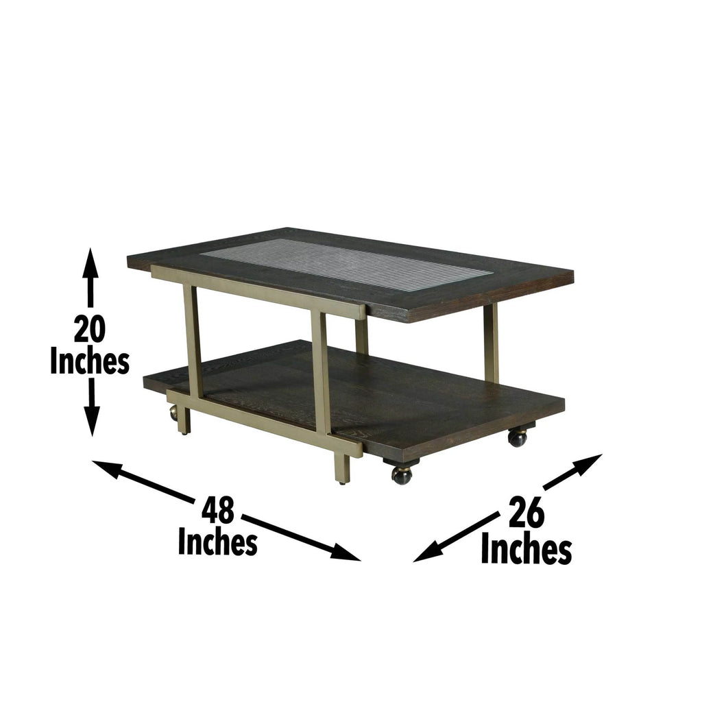 Rustic Industrial Cocktail Table with Bottom Shelf L110771