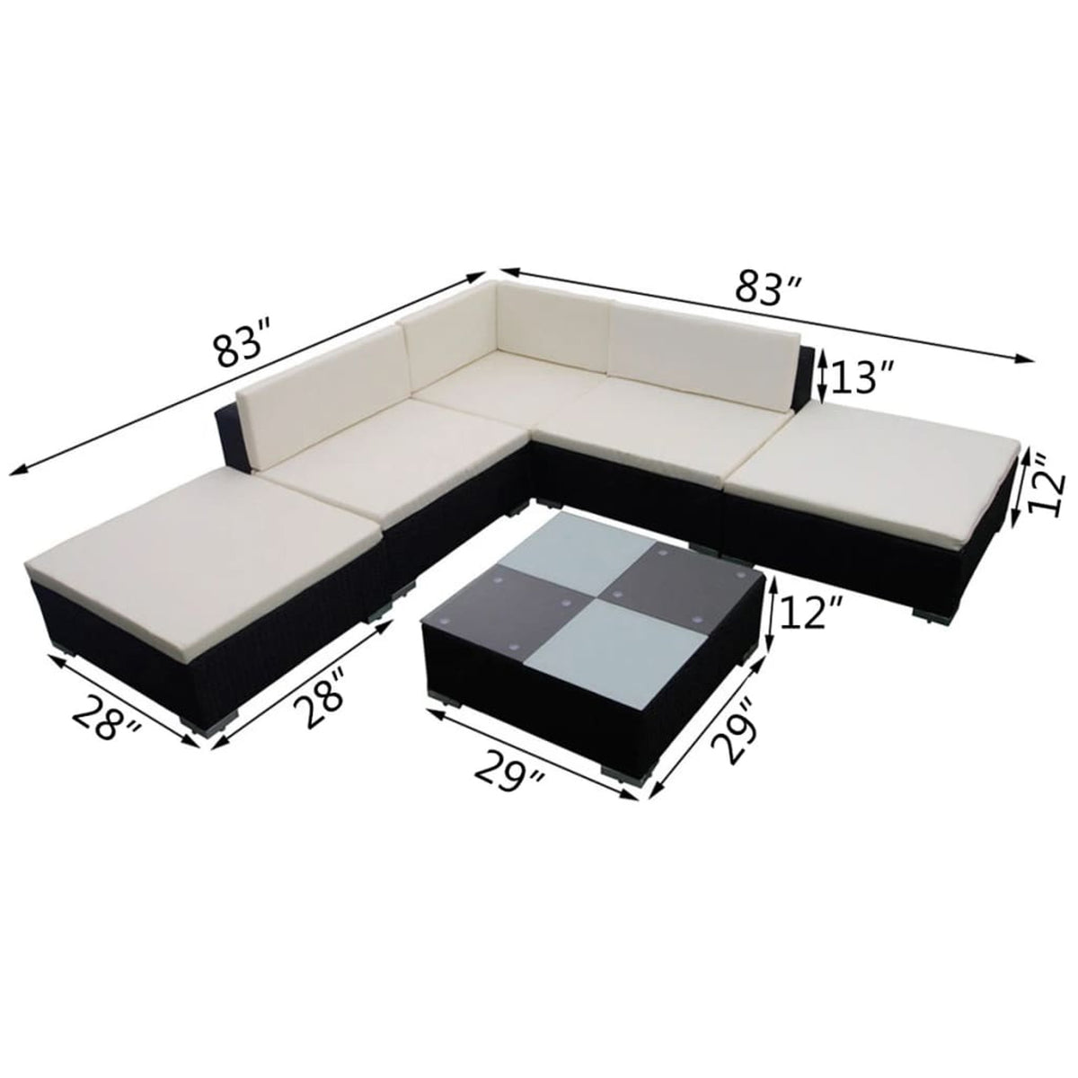 6 Piece Poly Rattan Patio Set with Cushions G507353