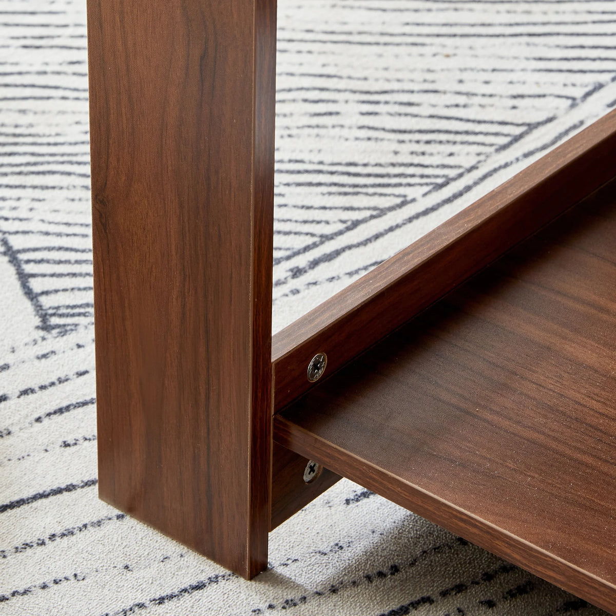 Walnut Textured Double Layered MDF Coffee Table 43.3" x 21.6" x 16.5" U82978