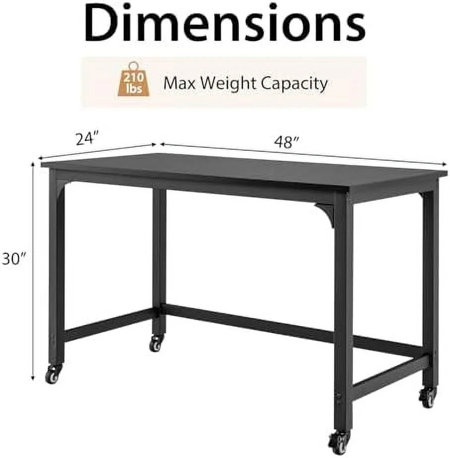 48" Mobile Computer Desk with 4 Casters A39640
