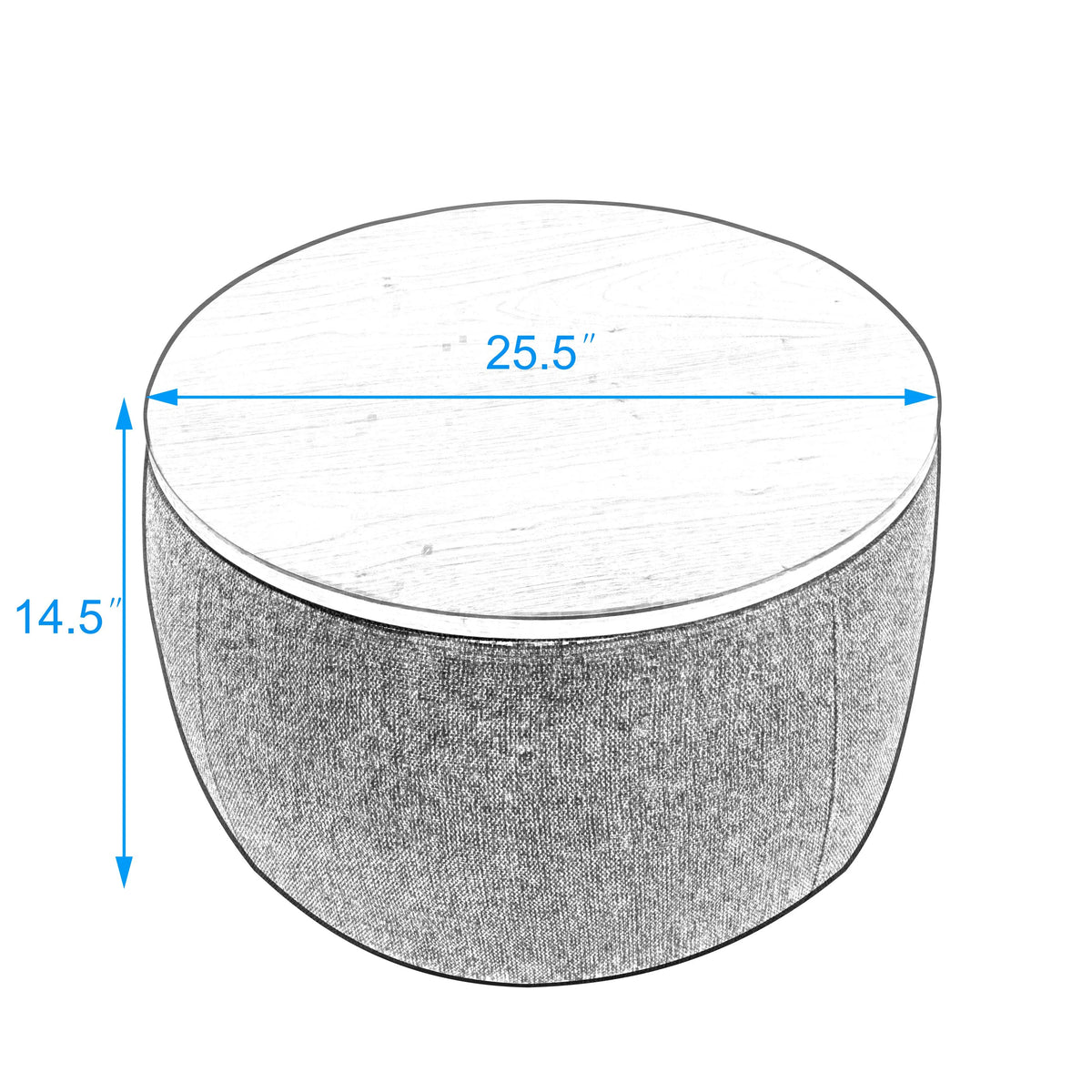 Dark Gray Round Storage Ottoman J975
