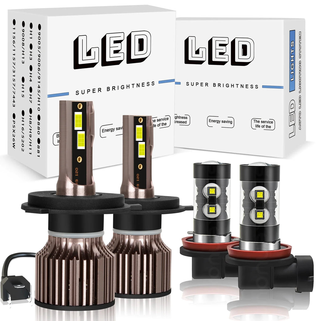 H4 9003 Dual Beam LED Bulbs, H11 Fog Light, 6500k Cool White, IP68 Waterproof I71606