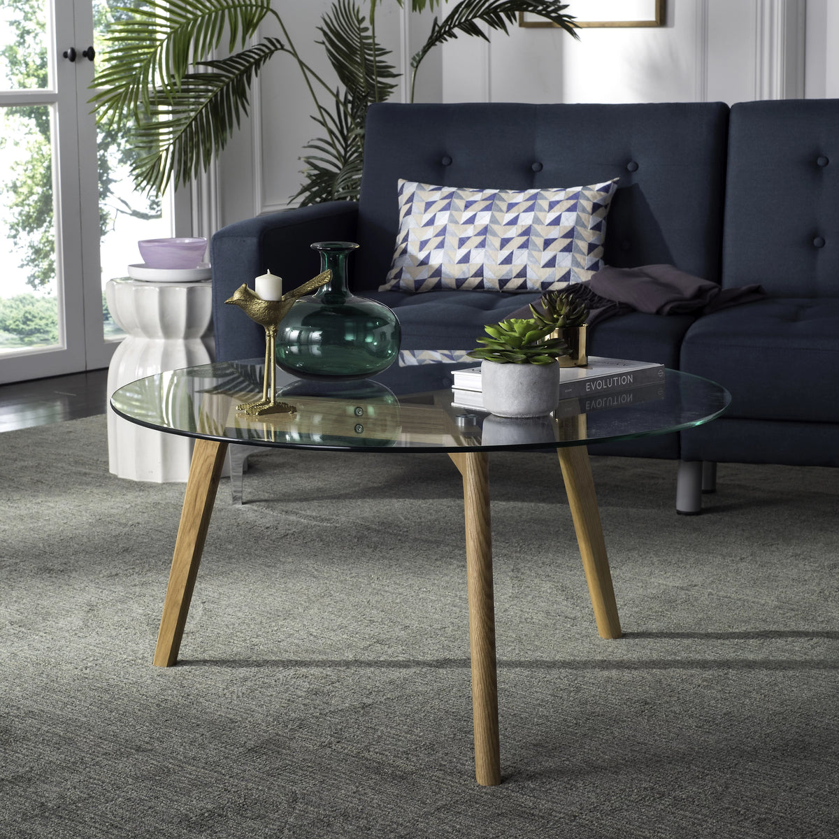Round Glass Coffee Table L554