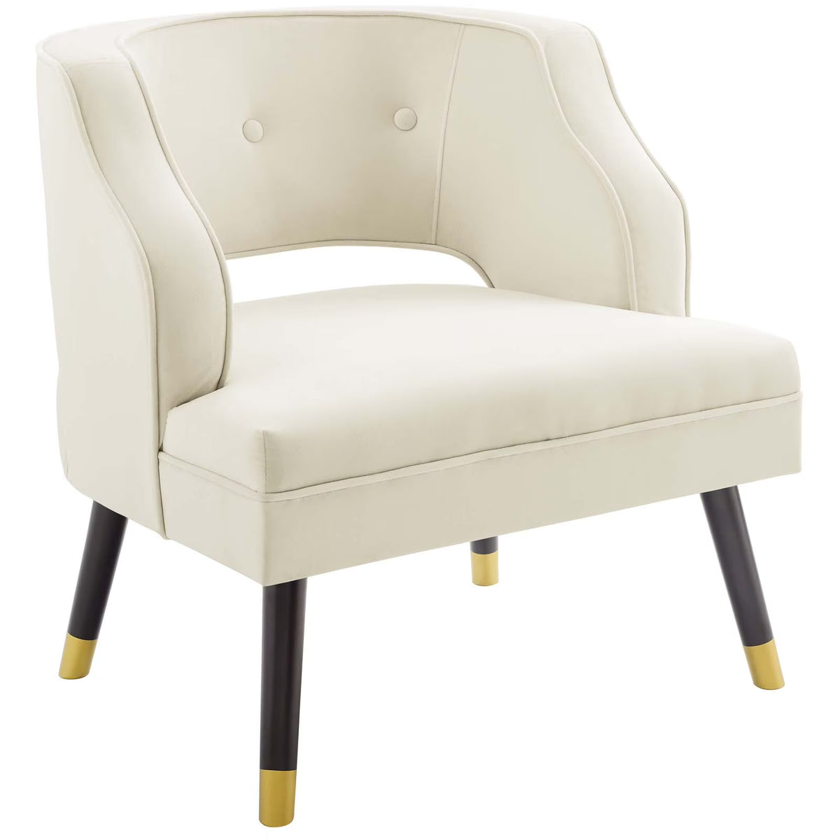Button Tufted Open Back Performance Velvet Armchair A142176
