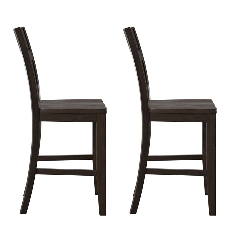 Solid Wood Bar Stool in Brown Set of Two C180