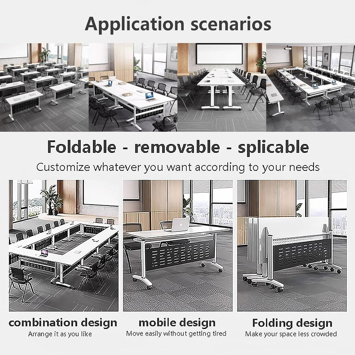 Foldable Mobile Training Table with Caster Wheels J5747