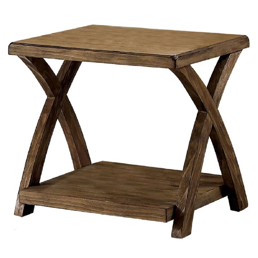 Rustic Wood 3-Piece Coffee Table Set in Oak F4027