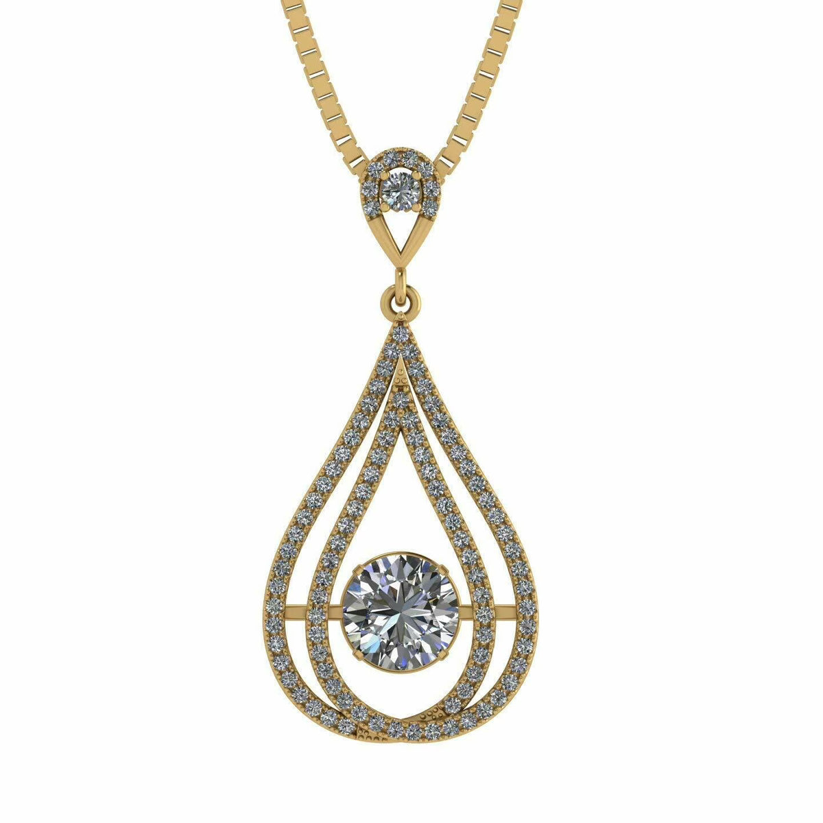 Yellow Gold Plated 925 Sterling Silver Zirconia Necklace C385702