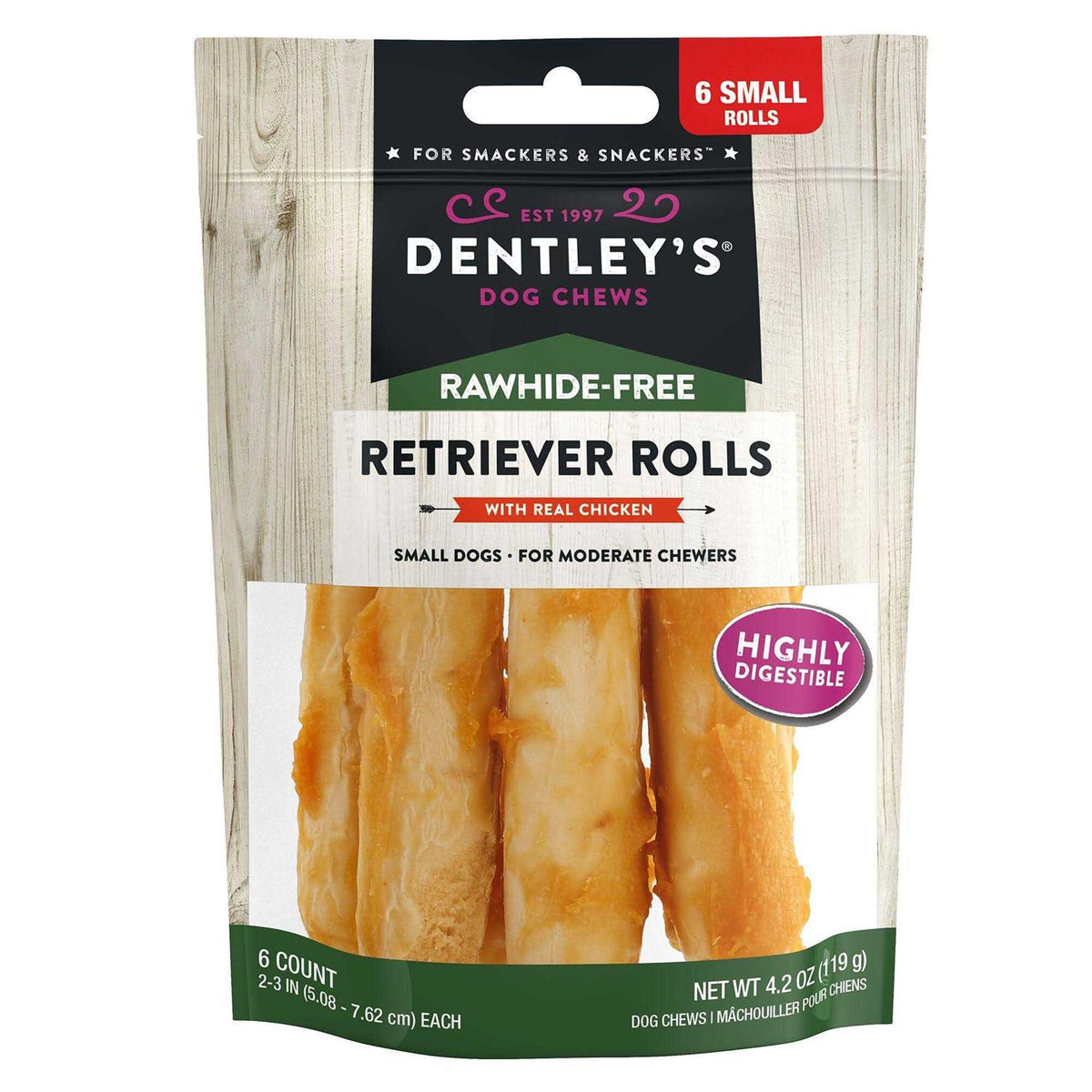 Rawhide-Free Retriever Rolls Small Dog Treats Chicken L631