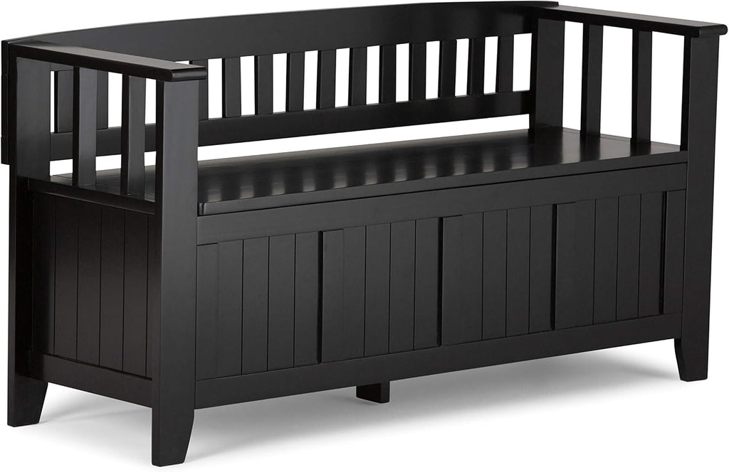 Solid Wood Entryway Storage Bench with Safety Hinge V17469