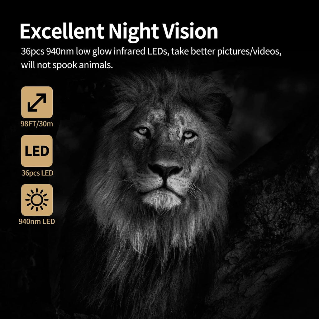 4K 30MP Night Vision Motion Activated Waterproof Trail Camera F365