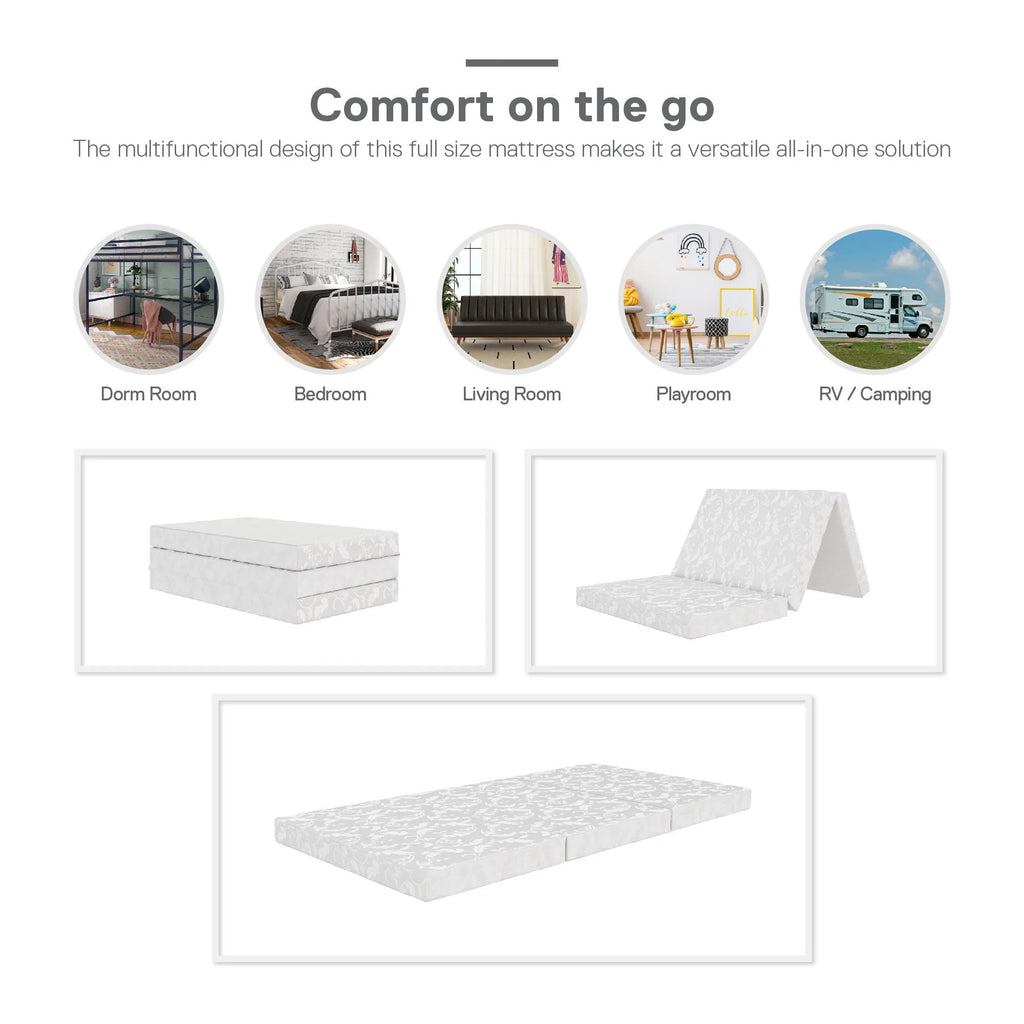 4-Inch Tri Folding Mattress with Carry Bag, Twin Size Q631
