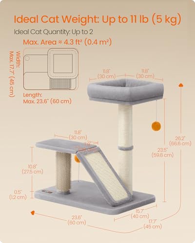 Dark Gray Cat Scratching Post with Bed J585547