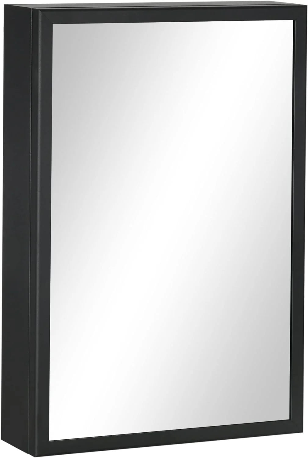 Black Stainless Steel Wall-Mounted Medicine Cabinet with Mirror O78137