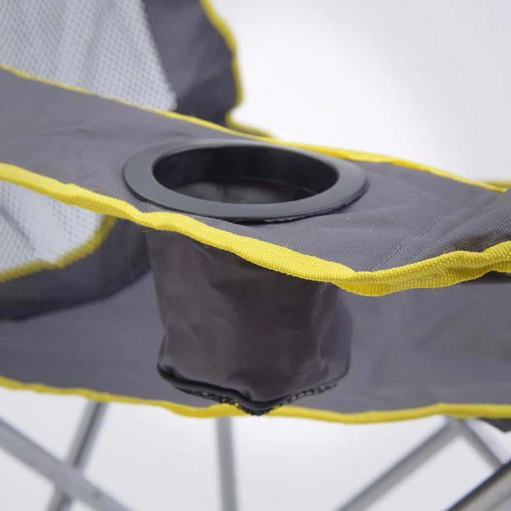 Gray Mesh Quad Folding Camping Chair with Cup Holders W9322