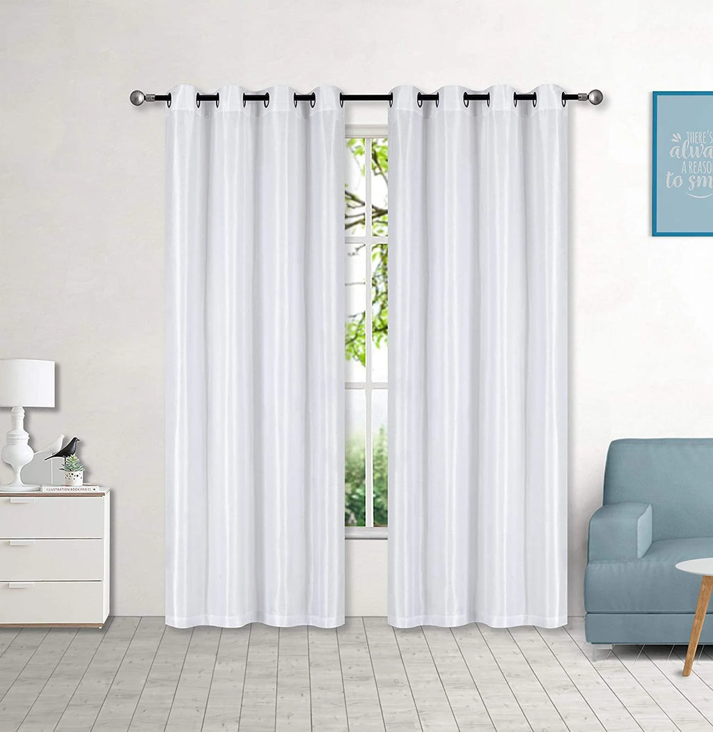 White 2 Panel Faux Silk Solid Curtain Drapes with Bronze Grommet 108" x 63" L E184