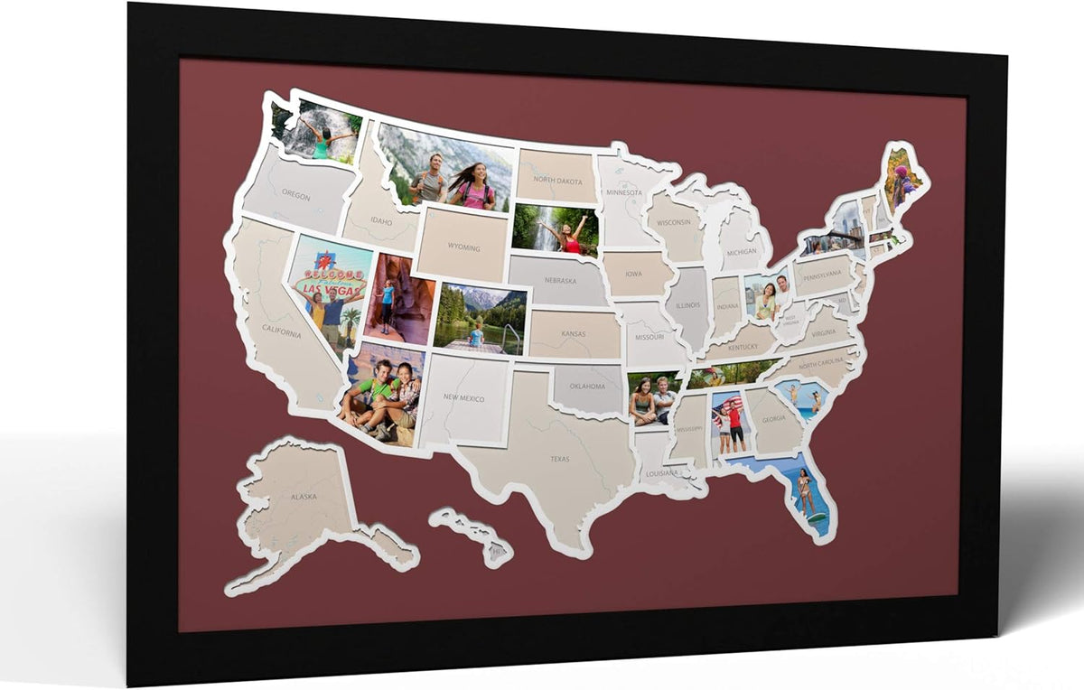 USA Photo Map Black Frame A485